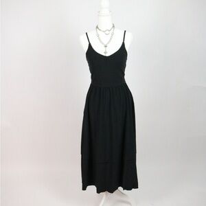 Athleta Black Midi Dress with Spaghetti Straps